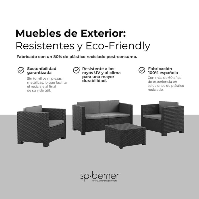 Садовий набір меблів WellHome Black Graphit для вулиці - сучасний комплект