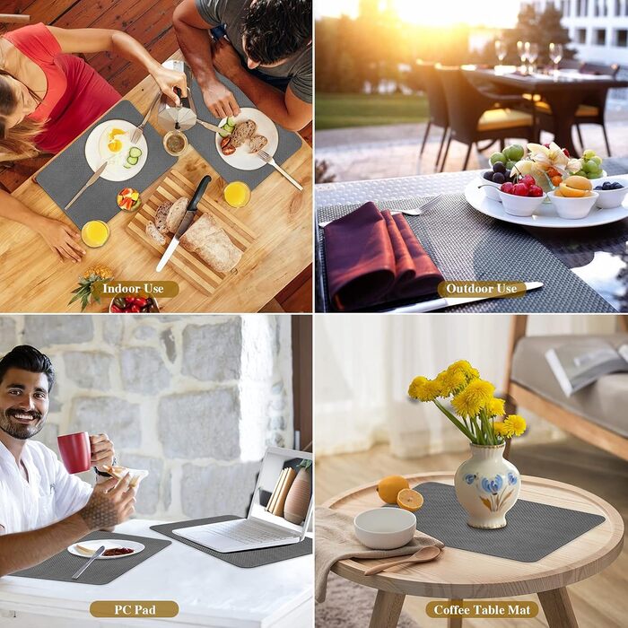 Набори серветок на стіл, 6 шт., чорні, миючі, підставки під тарілки, серветки для дітей, осінні, шкіряні, підставки під тарілки