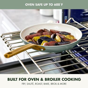 Набір сковорідок GreenPan з антипригарним покриттям, 25.4 см та 30.5 см, кераміка, нержавіюча сталь, посудомийні, для плити та духовки, моховий колір