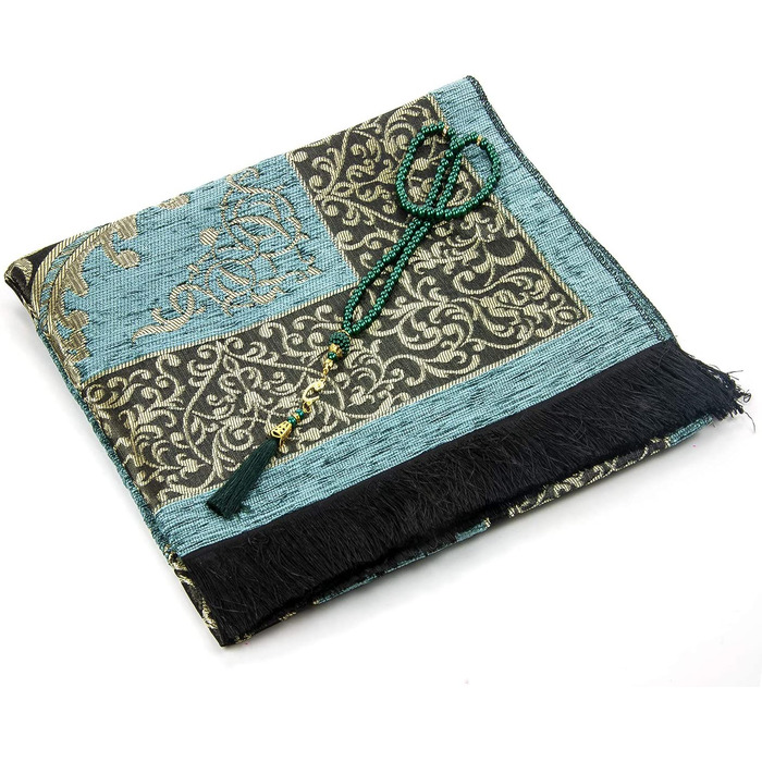 Мусульманський молитовний килимок з чотками / Джанамаз Саджада / М'який ісламський молитовний килимок / Ісламські подарунки / молитовний килимок килимок, синельна тканина, (м'ятно-зелений)