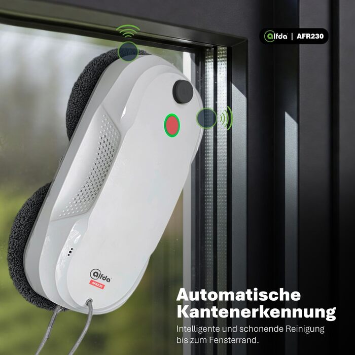 Робот для миття вікон AFR230 з подвійним розпиленням, інтелектуальною навігацією та пультом дистанційного керування, для внутрішніх та зовнішніх вікон, об'єм бака 60 мл, сумка для зберігання, 8 ганчірок