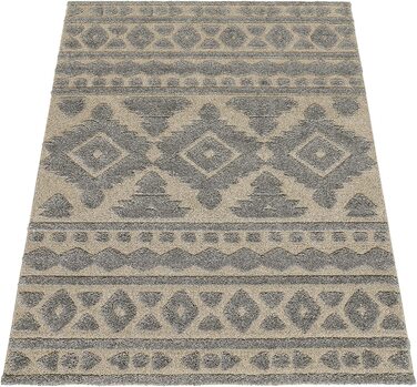 Домашній килим Paco з високим ворсом для вітальні, кошлатий 3D, вінтажний вид в стилі етно-бохо, м'який, розмір колір (120x160 см, сірий 3)