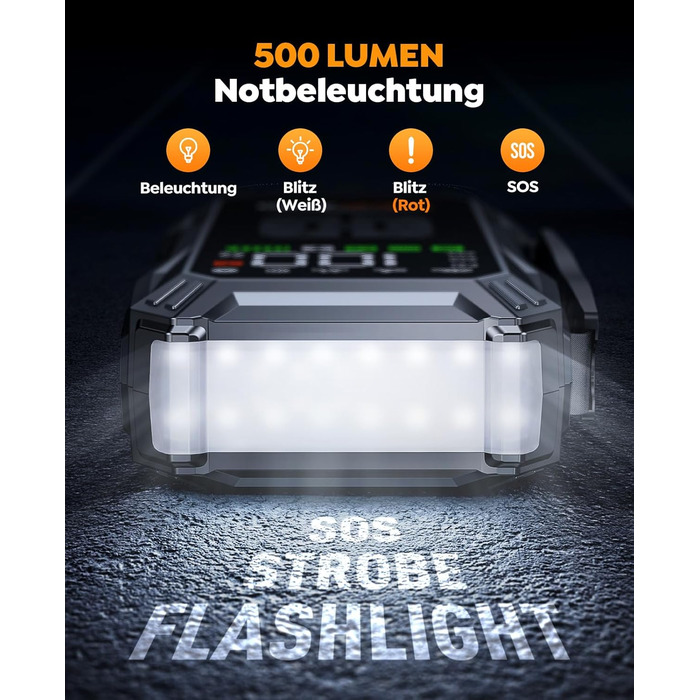 Портативний пусковий пристрій YaberAuto з компресором, 150 PSI, 6000A, 23800mAh, Jump Starter для бензинових та 10.0L дизельних двигунів з LCD-дисплеєм та світлодіодом 500 люмен