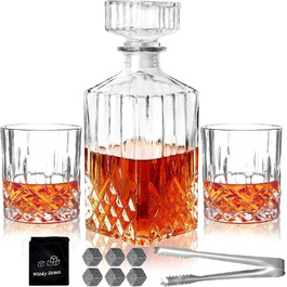 Набір для віскі: декантир, 6 склянок, охолоджуючі камені, кліп. Без свинцю. Преміум якість. Ідеальний подарунок для чоловіків