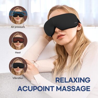 Масажер для очей HubiCare з підігрівом та вібрацією – для зняття втоми, мігрені та зменшення набряків під очима