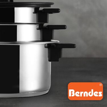 Набір каструль Berndes 6-ти частинний з нержавіючої сталі, індукційне дно, економія місця