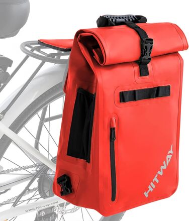 В1 Pannier-29L-Підходить як сумка через плече - Сумка-багажник -Рюкзаки для велопрогулянок -100 водонепроникність - Світловідбиваючі панелі 3M L Червоний, 3