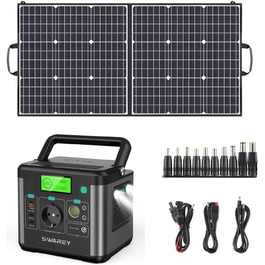 Портативна електростанція, сонячний генератор 300W (пікова 600W), USB-C 65W, для кемпінгу та подорожей