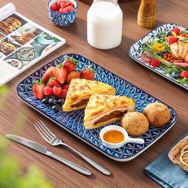 Набір тарілок Vancasso Selene, прямокутні білі порцелянові тарілки для закусок, суші, десертів, 22x13 см (3 шт)