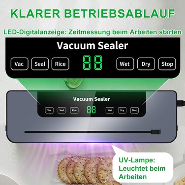 Вакууматор 7 в 1 професійний вакуумний пакувальник з цифровим таймером та вбудованим різаком, автоматичний пристрій для вакуумації (50 пакетів у комплекті)