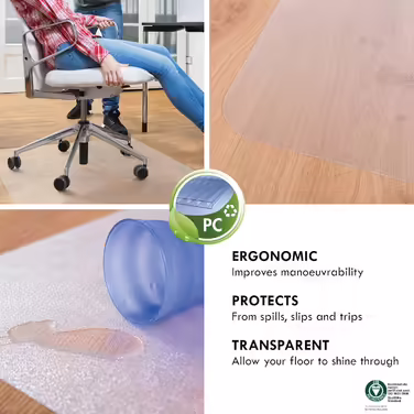 Прозора захисна підкладка під крісло Floordirekt PRO для твердих підлог, 75×120 см
