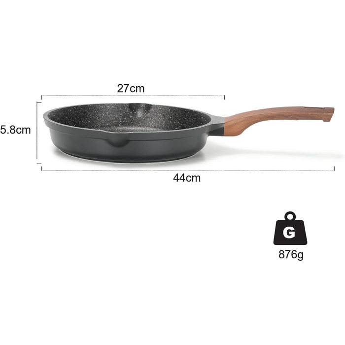 Сковорода ZUOFENG з антипригарним покриттям 24 см, гранітна сковорода з антипригарним покриттям, сковорода з покриттям