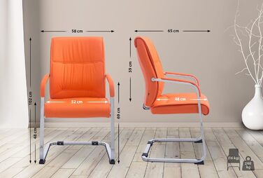 Стілець барний Anubis I помаранчевий, штучна шкіра, до 260 кг, з підлокітниками та захистом підлоги