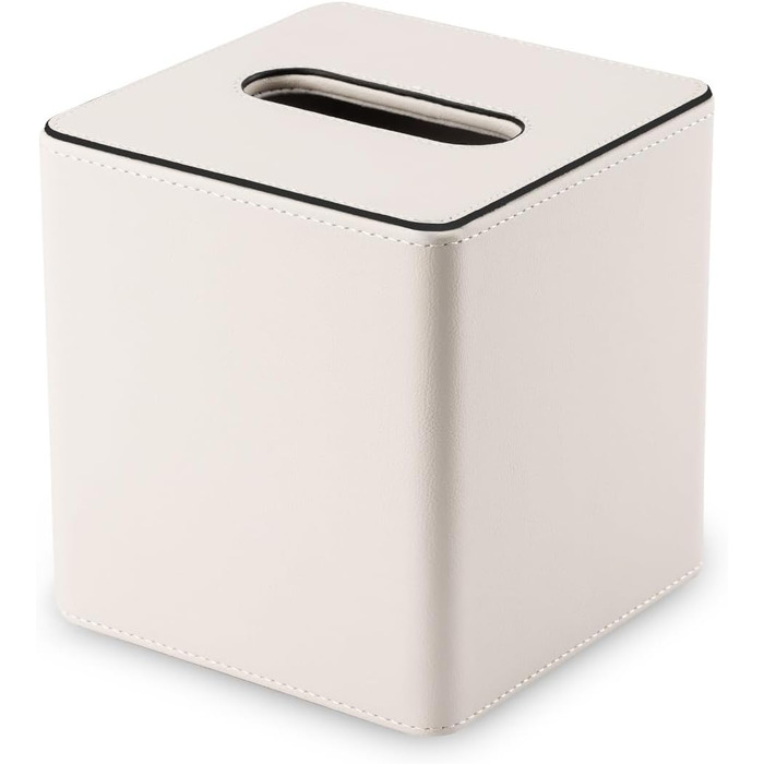 Склянка для серветок KINGFOM з PU шкіри, квадратна, для офісу/авто/дому (слонова кістка)