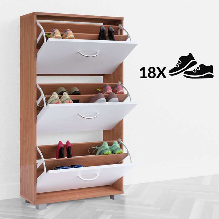 Тумба для взуття бук/білий 115x60x24см