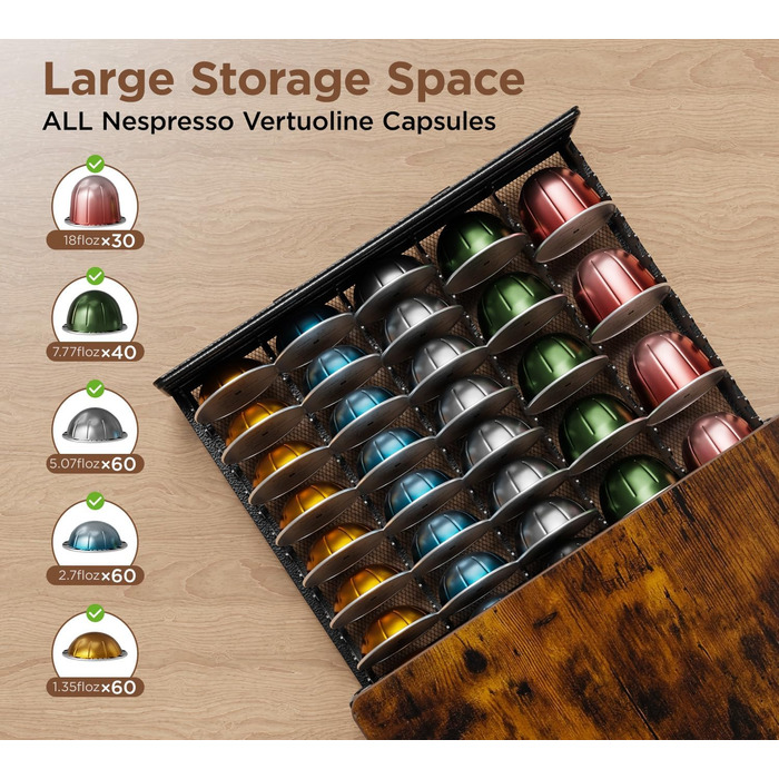 Організатор для капсул Nespresso Vertuo від HFHOME - на 40 великих або 60 маленьких капсул, з висувною шухлядою