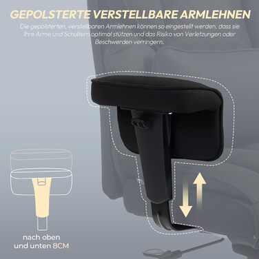 Ігровий крісло Dowinx, ергономічний офісний крісло з кишеньковим пружинним сидінням, крісло для начальника з подвійною м'якою спинкою та регульованою поперековою подушкою, підлокітниками та підставкою для ніг (Чорний, тканина)