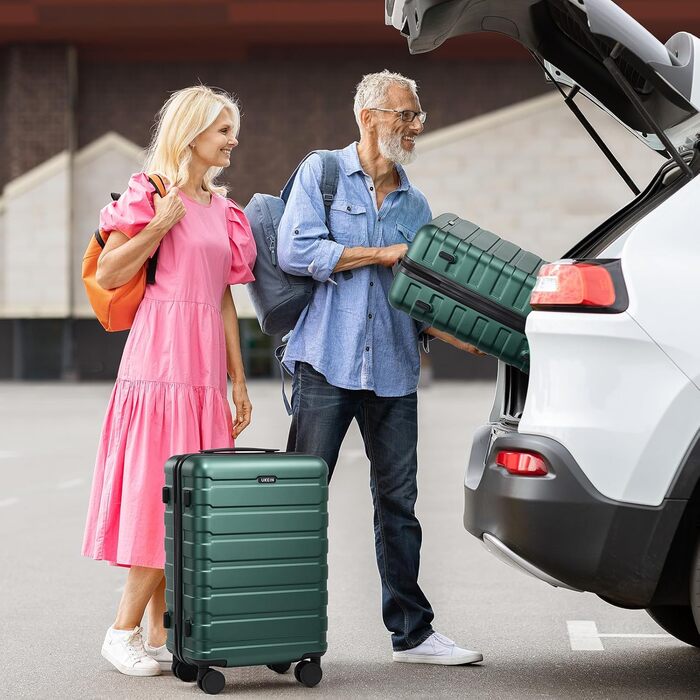 Набір валіз Roadcheer: тріо з полікарбонату з TSA-замком, рюкзак, аксесуари для подорожей (темно-зелений)