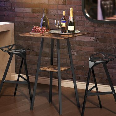 HOOBRO Барт-стіл 2-ярусний, високий, для кухні, балкону, вітальні, конференцзалу, бару, рустикального стилю, коричнево-чорний (EBF51BT01)