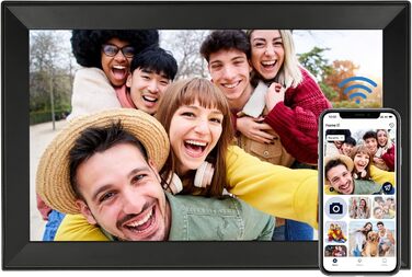 Цифровий фоторамка 15.6 дюймів 32GB WiFi, IPS Touchscreen, Автоматичне обертання, Чорний F156