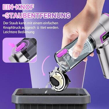 Акумуляторний ручний автомобільний пилосос бездротовий 27000Па, потужний міні-пилосос та електричний обдувач для авто, дому, кухні та ПК