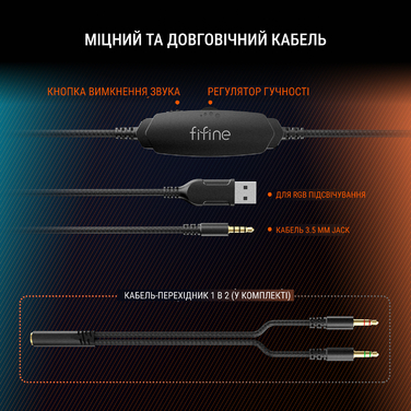 Гарнітура Fifine RGB H3W