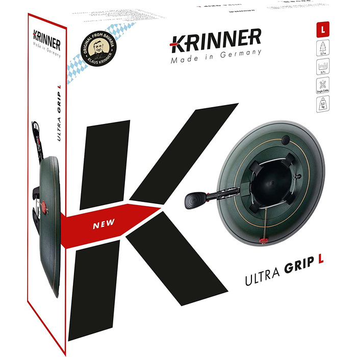 Підставка для ялинки KRINNER Ultra Grip L з механізмом натягу, педаллю та резервуаром 3.7л (до 2.7м) – Made in Germany