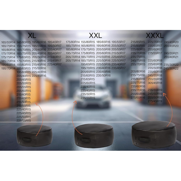 Набір чохлів для шин 4 шт. - Водонепроникні та міцні чохли для зберігання автошин (XXXL)