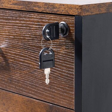 Шафа для документів SDHYL з 3 висувними ящиками на колесах, верхній ящик з замком, великий об'єм, для дому та офісу, ретро стиль