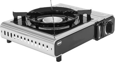 Газовий балонний пальник Amig CAMP01 з 1 конфоркою, вбудованим вітрозахистом та нержавіючою сталею, 2.2 кВт, сумісний з картриджами B-250