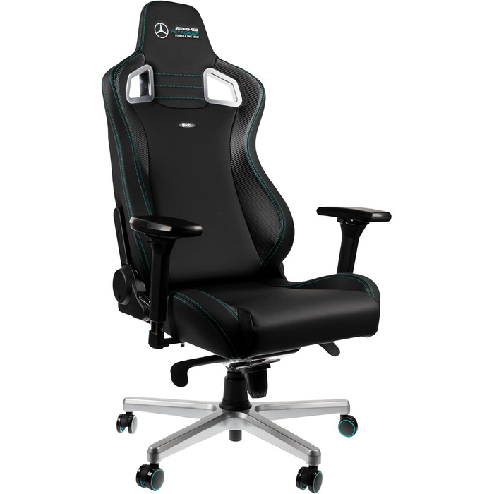 Ігровий крісло Noblechairs Epic - Mercedes-AMG Petronas F1 Team Edition, преміум-модель з підголівником та поперековою підтримкою, чорний, для геймерів