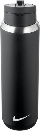 Солом'яна пляшка Nike Unisex для дорослих SS Recharge 24 унції, чорна/чорна/біла, 709 мл