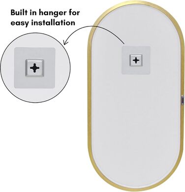 Дзеркало овальне Americanflat Spiegel Oval 30x61 см, золотий, з пластиковим каркасом для ванної, вітальні або спальні