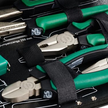 Набір інструментів Brüder Mannesmann 90 предметів в алюмінієвому кейсі M29067: плоскогубці, викрутки, тріскачка, тестер напруги