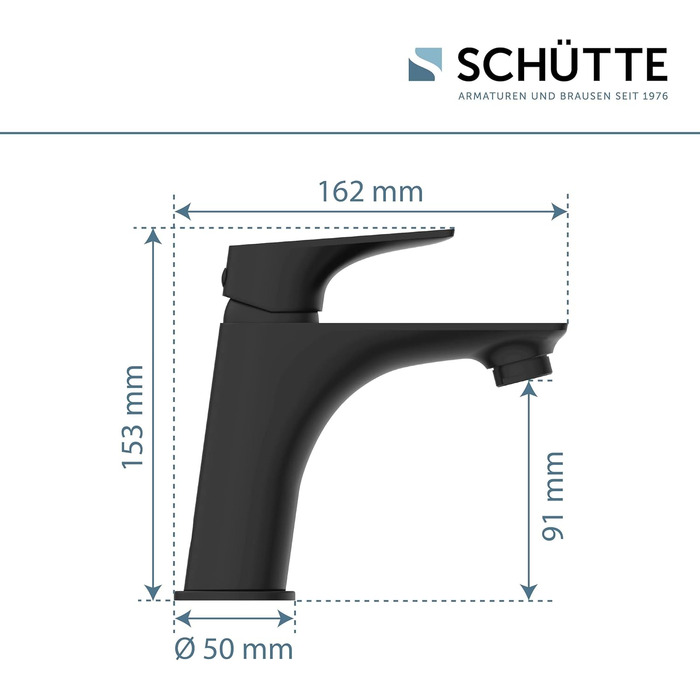 Змішувач для ванної кімнати Schütte Boston, однозахватний, чорний, з набором для зливу | Waschbeckenarmatur