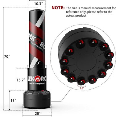 Окремо стоїть боксерська груша LEKRO, 183-95 кг, в рукавичках, з бинтами для рук, боксерська груша для кікбоксингу, важкий комплект для дорослих, комплект для спаринг-тренувань з ММА, Муай Тай, тренування в домашньому тренажерному залі
