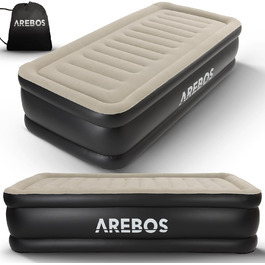 Надувний матрац Arebos самонадувний, 203x95x51 см, для 1 особи, з електричним насосом, для дому/кемпінгу, сірий/антрацитовий