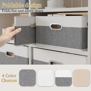 Коробки для зберігання з тканини Yawinhe (3 шт.), 33x23x20 см, білий/сірий, SNK030WGXS