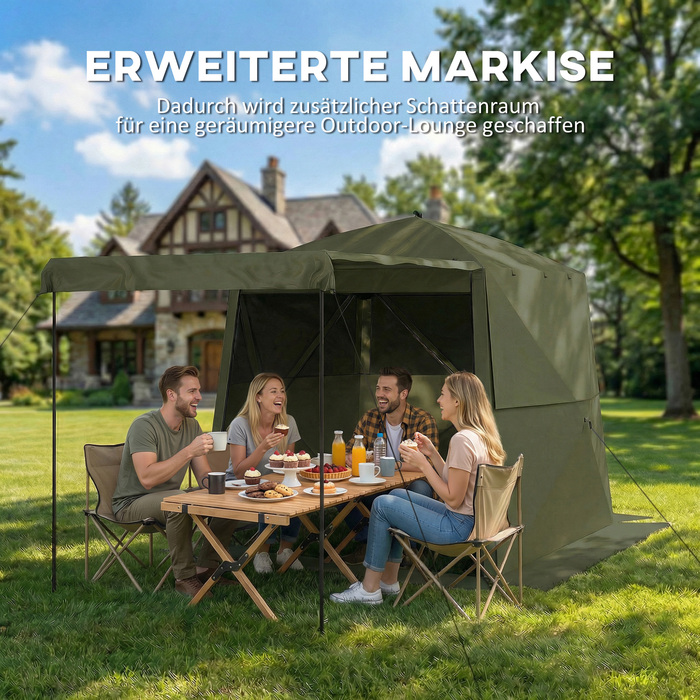 Намет-павільйон 2x2м Водостійкий, Стабільний, Зимостійкий, Розкладний з 4 боковими панелями, сітчастими вікнами, вхідними дверима та захистом від УФ-променів 30+