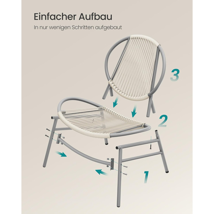 Набір садових меблів SONGMICS з поліротану для балкона та тераси: стіл та 2 крісла (Таубеграу)