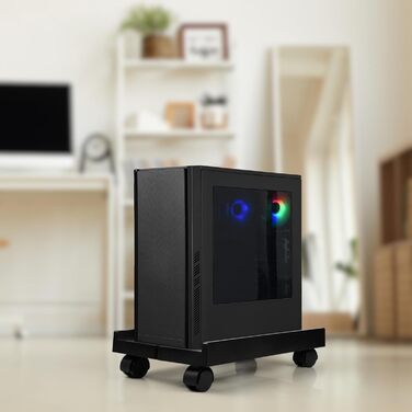 Підставка для ПК на колесах, візок для комп'ютерної вежі, регульована платформа для CPU, підставка для комп'ютера під стіл, візок для комп'ютера, принтера, домашнього офісу, геймінгу, до 80 кг