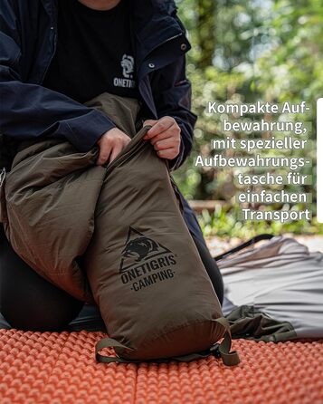 Спальний мішок OneTigris Outdoor Small Pack Розмір 3 сезони 8 C -15 C Спальний мішок для мумій Надлегкий компактний для кемпінгу, подорожей, походів (210 см x 84 см)