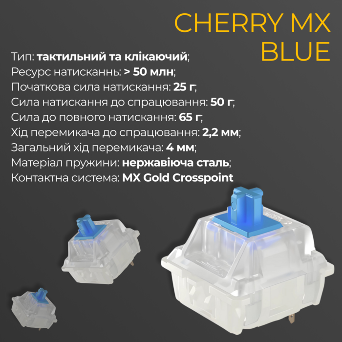 Механічна клавіатура Ducky One 3 Cherry MX Blue RGB White UA