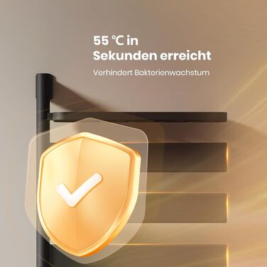 Електричний сушильник для рушників EMKE 180° з полицею, Wifi, 120W, 760x450 мм, чорний