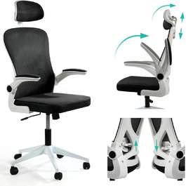 Офісне крісло Sesto Senso чорного кольору, ергономічне з підтримкою попереку та відкидними підлокітниками, крісло для керівника, регульована підголовник, чорний