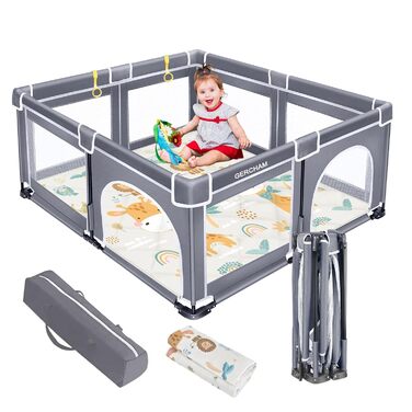 Складаний манеж GERCHAM 150x180 см з матрацом, дихаючою сіткою та стійкою основою — безпечний ігровий простір для дітей