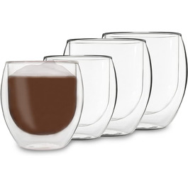 Набір келихів для латте маккіато 4x400 мл, келихи з подвійними стінками для латте маккіато, келихи для кави з подвійними стінками, чайні Келихи, склянки для капучіно, склянки для кави з льодом термостатичні келихи з подвійними стінками скляні чашки для еспресо (4x310/400 мл Jumbo)