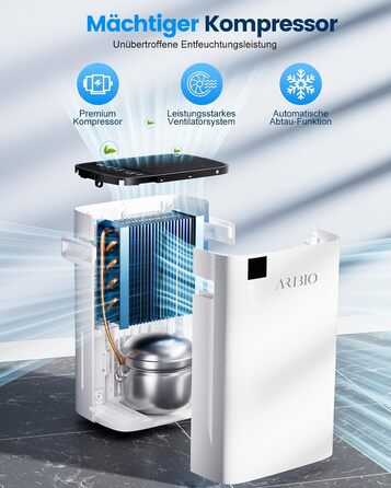 Електричний осушувач повітря 20л/день, високої продуктивності, з функцією сушіння білизни, таймером та системою відтавання, для приміщень до 200 м³/60 м², підходить для квартир, ванних кімнат, підвалів, гарантія 10 років