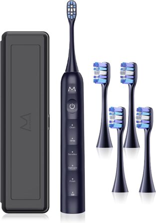 Електрична зубна щітка для дорослих B10PRO: 5 режимів, 48000 VPM, IPX8, акумулятор 180 днів, 4 насадки, таймер, у кейсі (рожева/блакитна)