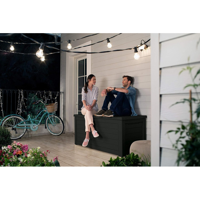 Ящик для зберігання садовий Koll Living Gartenbox 623л, чорний - міцний, з газовими амортизаторами, витримує до 272 кг